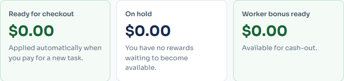 Referral balances including Worker bonus ready